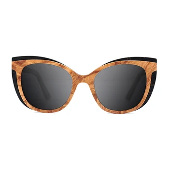 Двуцветен Дървени Vintage Слънчеви Очила Ретро Котешко Око Луксозни Дизайнерски Слънчеви Очила на Жените и Мъжете Поляризирани Лещи Чиния Козирка UV400 2