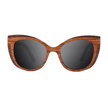 Двуцветен Дървени Vintage Слънчеви Очила Ретро Котешко Око Луксозни Дизайнерски Слънчеви Очила на Жените и Мъжете Поляризирани Лещи Чиния Козирка UV400 4