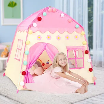 Детска Принцеса Игри Къща Цъфтящи Цветя Момче Момиче на Извънгабаритни Къща Сгъваема Детска палатка Деца Закрит и Открит Замък Палатка Подарък