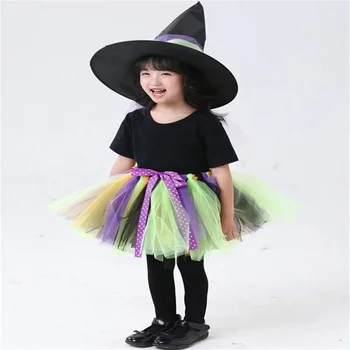 Детски дрехи за родителите и децата на Хелоуин, рокля на принцеса за момичета, обличане на вещици, костюмиран