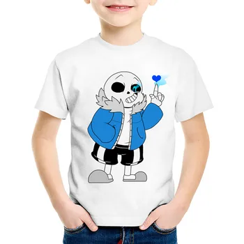 Детски забавни тениски с изображение на Череп Brother Undertale, детски летни тениски, Ежедневни Блузи за момчета и момичета, Бебешки дрехи, HKP728