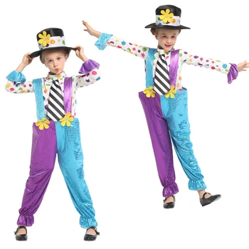 Детски Костюм На Клоун За Cosplay, Цветен Забавен Карнавалните Цирк Костюми За Момчета И Момичета, Хелоуин, Пурим, Карнавальная Сценична Облекло 0