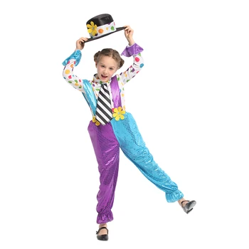 Детски Костюм На Клоун За Cosplay, Цветен Забавен Карнавалните Цирк Костюми За Момчета И Момичета, Хелоуин, Пурим, Карнавальная Сценична Облекло 3