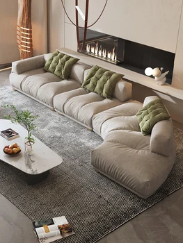Диван дизайнерски модерен минималистичен луксозен вятър технология плат големи и малки домакинствата матова тъкан ъглов диван