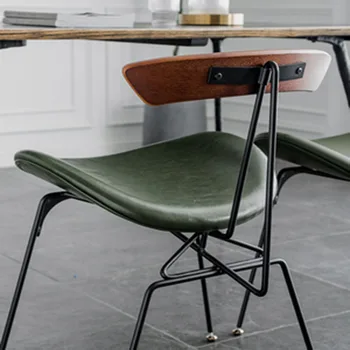 Дизайнерски муравьиный стол iron художествен потребителска маса за хранене, кожен стол с подсветка луксозен ретро индустриален Стил на Преговорния стол 1