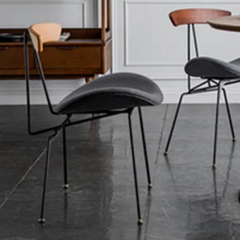 Дизайнерски муравьиный стол iron художествен потребителска маса за хранене, кожен стол с подсветка луксозен ретро индустриален Стил на Преговорния стол 5