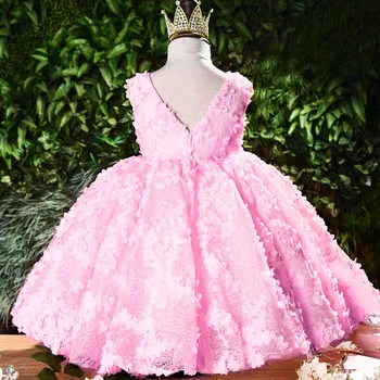 Дрехи за малките момичета, Лятна Рокля на Принцеса, рокля-опаковки за 1-ви рожден Ден, Сватбен костюм с цветен модел за момичета, Детски дрехи, Vestido от 1 до 5 години 5