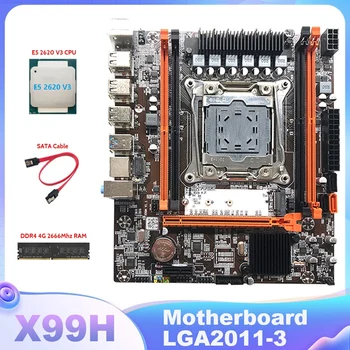 Дънна платка X99H LGA2011-3 компютър дънната Платка Поддържа памет DDR4 с процесора E5 2620 V3 + оперативна памет DDR4 4G 2666 Mhz + кабел SATA 0
