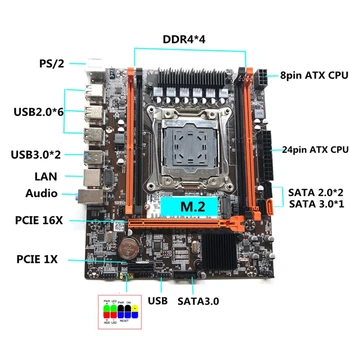 Дънна платка X99H LGA2011-3 компютър дънната Платка Поддържа памет DDR4 с процесора E5 2620 V3 + оперативна памет DDR4 4G 2666 Mhz + кабел SATA 2