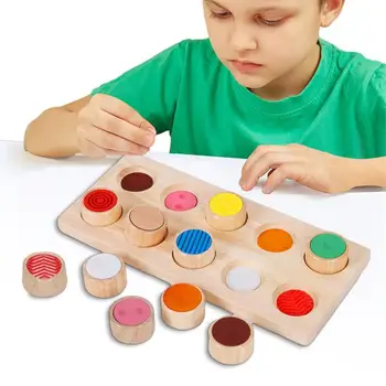 Дървени Играчки Монтесори Ранните Образователни Монтесори САМ Пъзел Игра За Лице Креативни, Интересни Дървени Цветни Сензорни Играчки С Ефект на Паметта