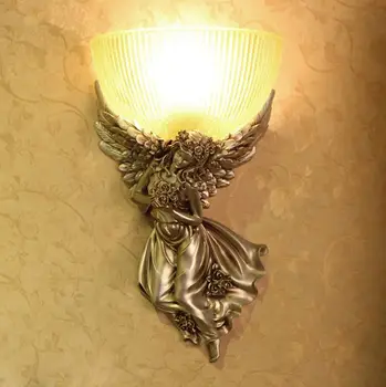 Европейската хол ТЕЛЕВИЗИЯ фон, с монтиран на стената лампа творчески LED малка странична лампа за спални, коридор, пасаж малък ангел лампи
