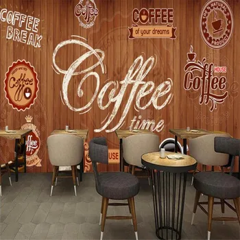 Европейските и Американските Ретро Кафе на Етикети на Фона на Тапети 3D Кафе Пауза Ресторант Кафе Индустриален Декор на Стената Тапет