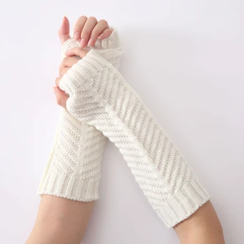 Есенно-зимни Нови Модни дамски Възли Топли ръкавици от риба кост, с отворени ръкави на половин пръст