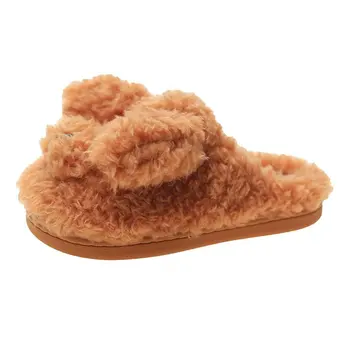 Есенно-зимни Нови Сладки Пантофки, дамски корейски домашни Нескользящие Топли чехли на равна подметка, удобни плюшени памучни чехли за кученца