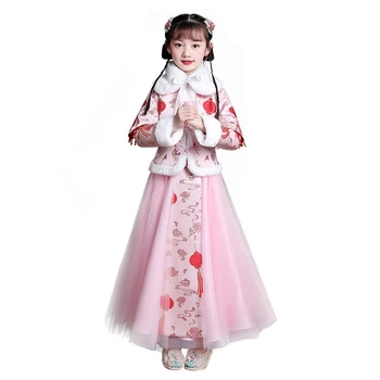 Есенно-зимни шал Hanfu Super Фея в китайски стил за момичета, кадифе зимни дрехи в стил Тан, детски дрехи в Древен стил, Coa 4