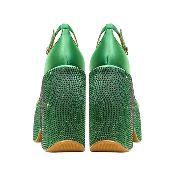 Жените Помпи Дамски Обувки На Висок Ток 2023 Мода На Платформа Дамски Сандали Кристали, Пързалки Кръг Чорап Crystal Клинове Обувки 3