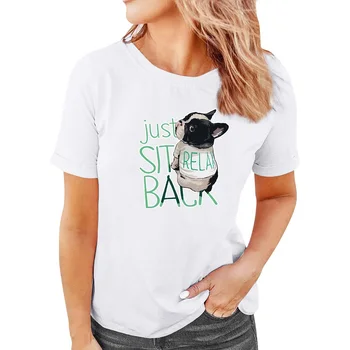 Женска тениска, Годишна Базова Риза С Кръгло деколте, Риза с Къс Ръкав, Дамски Модни Блузи, Облекла, Дамски Облекла, Тениски с Изображение на Куче 1