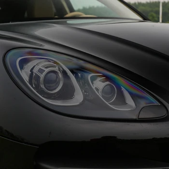 За Porsche Macan Turbo S На 2014 Момента Автомобилната защитно фолио за фарове Опушен-черен цвят, увита винил прозрачен стикер от TPU