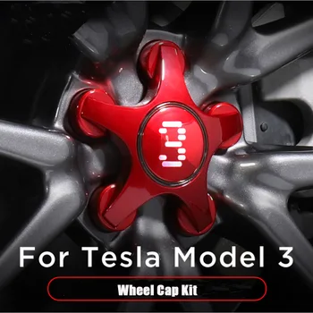 За Tesla, Модел 3 Капачката на Главината на Автомобила Планетарни Двигател 18 Инча, Колелото P Версия ABS Промяна на Цвета на Капачката на Колелото Комплект 4 бр./компл. 2
