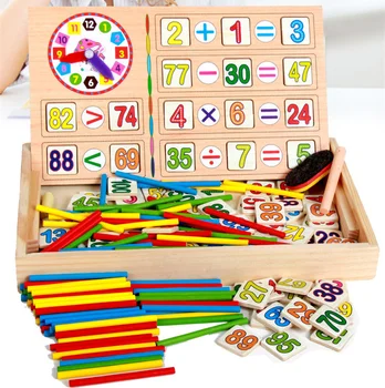 [Забавно] Детски Образователни играчки дървени Разбиране на Цифрова Аритметика Време Цвят на играта Математика посредник между ръководството пръчки набор от образователна играчка