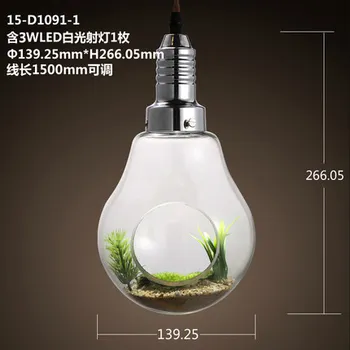 завод ваза растения ресторант Американски Творчески стъклена лампа украса осветителни лампи, Висящи Лампи личност 3
