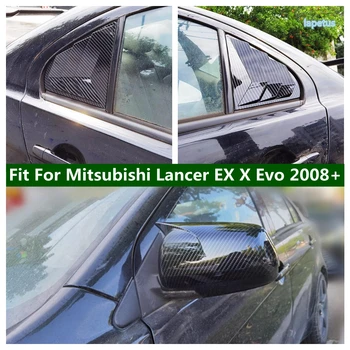 Задната Четвърт на Прозореца Щори Таблото Огледало за Обратно виждане Капак Тапицерия От Въглеродни Влакна Отвън За Mitsubishi Lancer EX X Evo 2008-2018