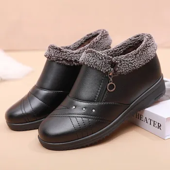 Зимни дамски обувки, Модни Къси ботуши, зимни обувки за отдих на открито, Удобни Топлите корейски обувки за мама 35-41