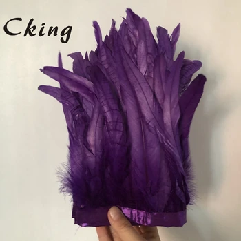 Иде Нов 2019 година! 2 метра лилаво петел пилешки опашки Украса от пера ленти боа за сватбена карнавал сценична плат, шивашки материали