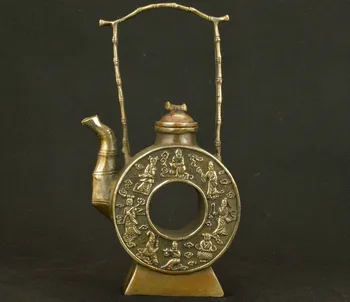 Изискан кух кръг древнекитайский класически меден чайник с осем безсмъртни