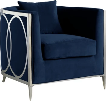 Изискан Монофонични velvet единична стол за дневна с акцент, стол за дивана Chesterfield, дневна мебели за лобито на хотела 0