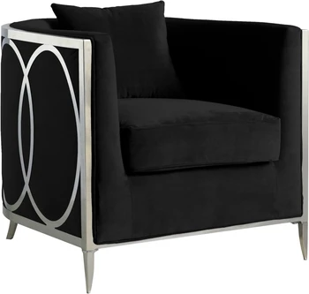 Изискан Монофонични velvet единична стол за дневна с акцент, стол за дивана Chesterfield, дневна мебели за лобито на хотела 1