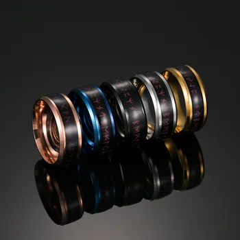 Интелигентна пръстен с датчик за температура от неръждаема стомана за мъже в ретро стил, норвежки амулет Один, Рунически Пръстен на викингите, ретро-Амулет 0