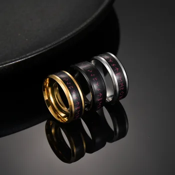 Интелигентна пръстен с датчик за температура от неръждаема стомана за мъже в ретро стил, норвежки амулет Один, Рунически Пръстен на викингите, ретро-Амулет 1