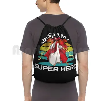 Исус - моето Супер герой Дизайн в стил комикс Раница, Чанта от съвсем малък за езда Спортна чанта за катерене, Исус е моят супергерой Исус Герой
