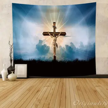 Исус Христос Е Разпънат На Кръст, С Монтиран На Стената Християнски Кръст Гоблен На Света За Спални Всекидневна Декор На Хотел