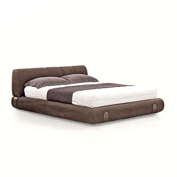 Италианска лека луксозна мека чанта от абразивни тъкани легло модерна минималистичная обзаведен луксозно двойно легло 1.8 m мебели за главната спалня