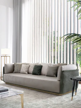 Италиански лесен луксозен диван постмодернистская кърпа арт единична двойна тройна хол с кожена мебел разход на италиански диван