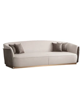 Италиански лесен луксозен диван постмодернистская кърпа арт единична двойна тройна хол с кожена мебел разход на италиански диван 4