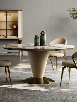 Италиански минималистичен маса за хранене модерен минималистичен 2022 дизайнерски кръгла маса за хранене за дома