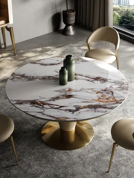 Италиански минималистичен маса за хранене модерен минималистичен 2022 дизайнерски кръгла маса за хранене за дома 3