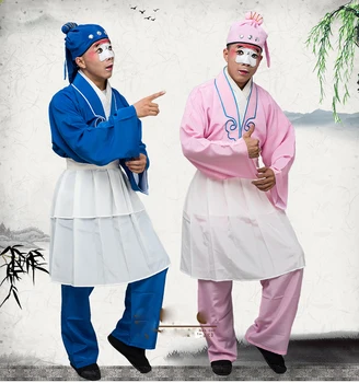 Китайската древна опера клоуни Опера чай сервитьор облекло Даланг клоун камуфлаж опера продавач на дрехи Пекинския магазин Костюм Разносчика
