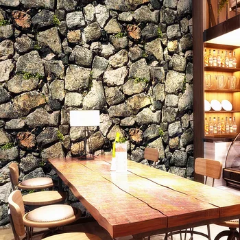 Китайски стил триизмерна антична култура камък на камък, каменни зърна тапети ресторант кафе на фона на тапети 1