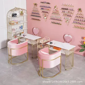 Класически Креативен Дизайн Тоалетка, Стол Спалня Салон За Красота Мебели Розово Кадифе На Кабинковия Стол 2