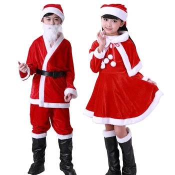Коледен Cosplay Дядо Коледа, Добре Облечени Детски Дрехи За Момичета В Бархатном Костюм, Костюм, Рокля