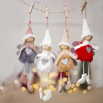 Коледен Ангел Плюшен Кукла Окачване Коледно Дърво Украшение Коледна Украса за Дома Нова Година 2022 Детски Подарък Декор