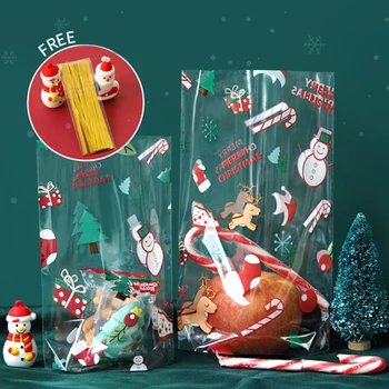 Коледен Подарък PE Прозрачна Чанта Коледен Подарък Ластовица Хляб, Торбичка За Бонбони Дизайн на Опаковки Бисквити 50 БР.