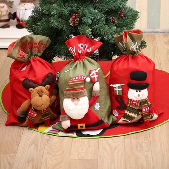 Коледна Гореща Разпродажба Празничен Коледен Дядо Коледа Голям 3D Подарък Пакет Лосове Чанта Бонбони Коледен подаръчен пакет Добави Празничната Атмосфера на НОВА