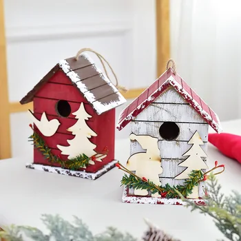 Коледна украса птичи хижа на хижа пощенска кутия дървена снежен човек лопата украса на ресторант хотел Коледна декорация на дома 4