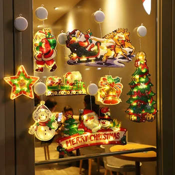 Коледни Светлини Прозорец Окачени Коледни Украси Коледни Светлини с Вендузата Коледна Украса за Дома Нова Година 2023 3