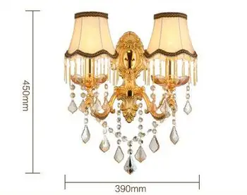 Континентални стенни лампи златен led малка странична лампа с 2 глави хол фон спалня, кабинет, Коридор, Хотел кристал, с монтиран на стената лампа 2